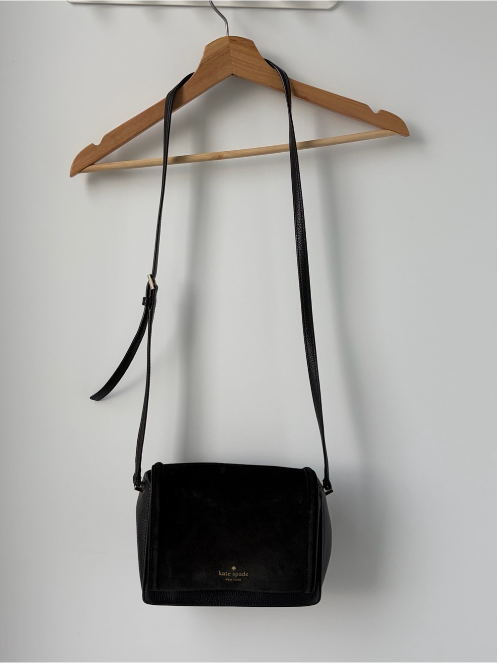 Kate Space Black Suede Crossbody Purse Bag